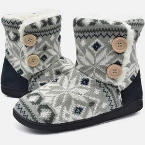 ONCAI Flower Gray Comfort Warm Outdoor Indoor Knit Boots Size 9.5